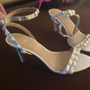 BCBG studded white heels